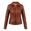 Slim Fit Brown Genuine Leather Jacket Womens