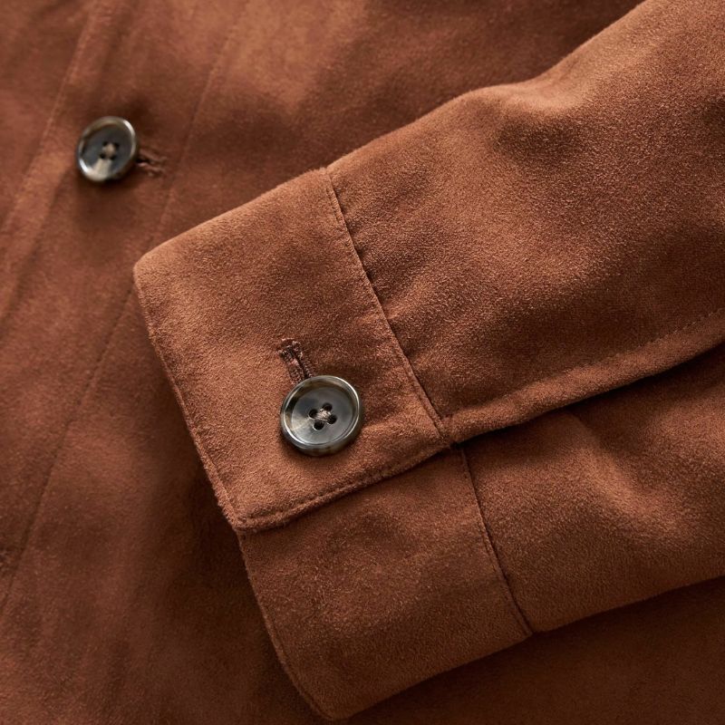 Men's Shirt Style Camel Brown Suede Leather Trucker Leather Jacket