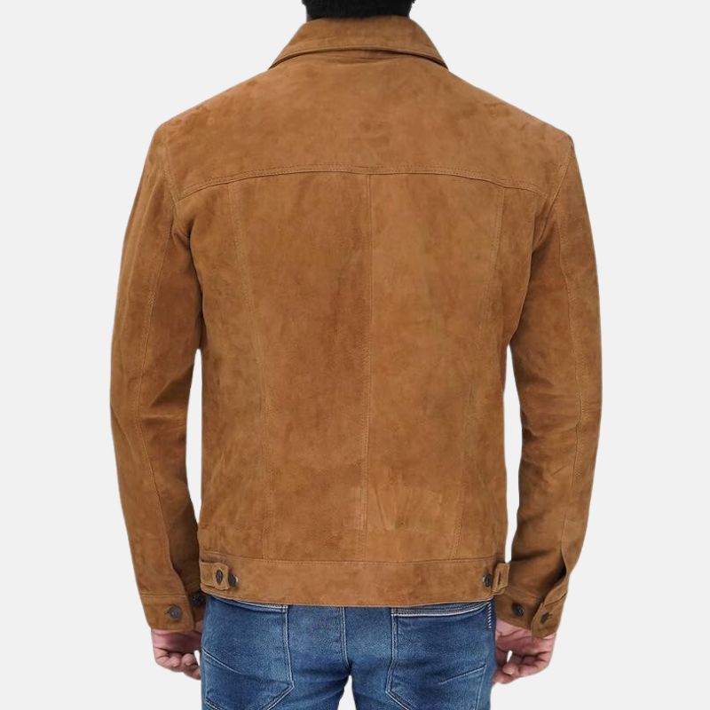 Mens Camel Brown Suede Shirt Jacket