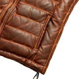 Mens Real Quilted Brown Leather Biker Vest