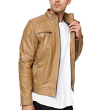 Men's Camel Brown Urban Lambskin Leather Jacket