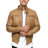 Men's Camel Brown Urban Lambskin Leather Jacket