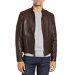Men's Chocolate Brown Cafe Racer Leather Jacket