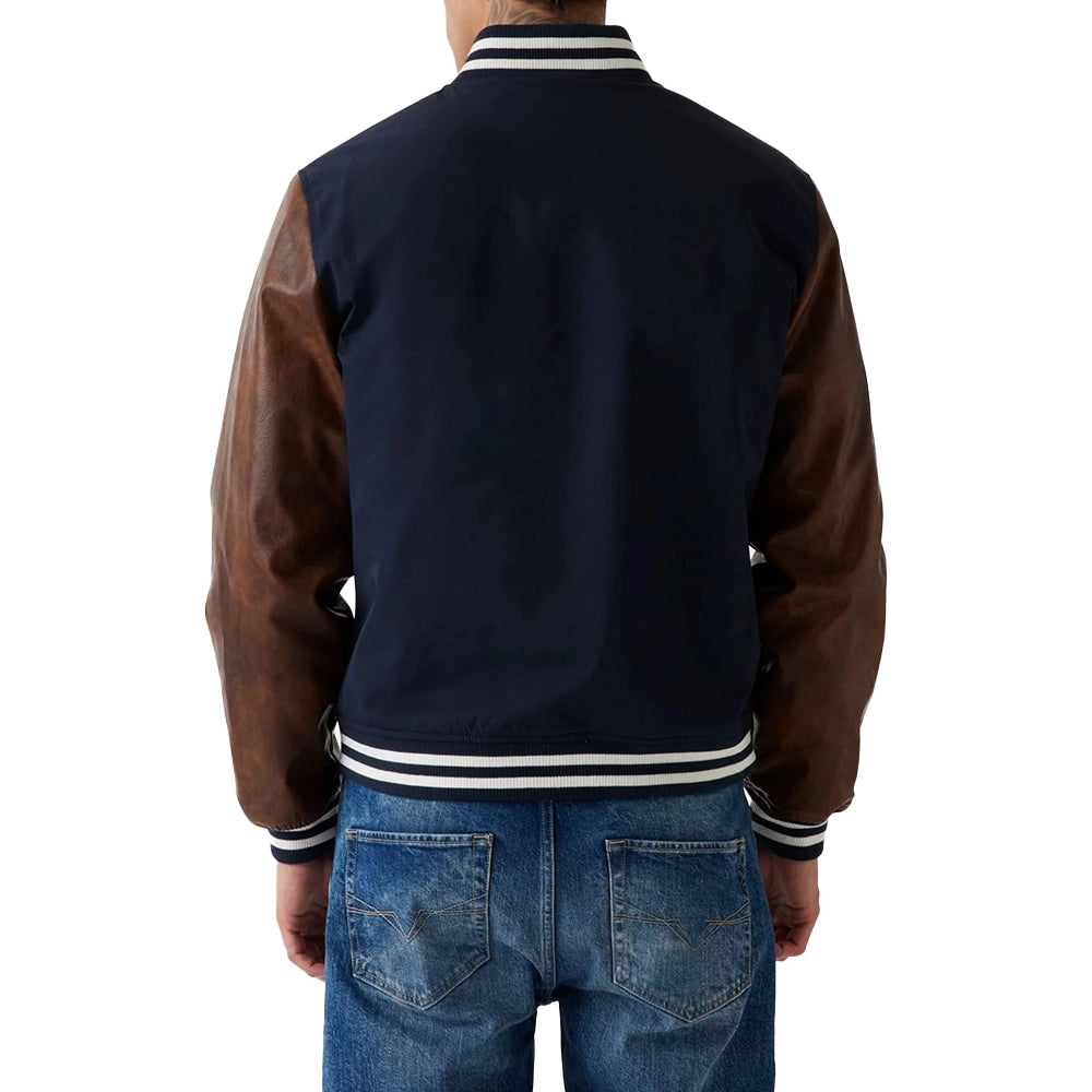 Mens Wool Navy Blue Varsity Jacket