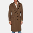Brown Double Breasted Trench Wool Coat Mens