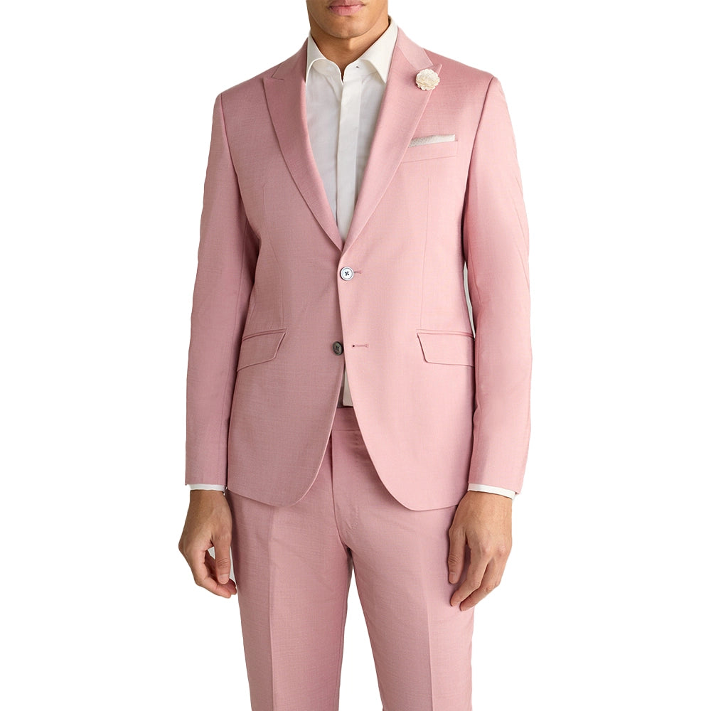 Men's Pink Wool Tailored Fit Single Breasted Suit