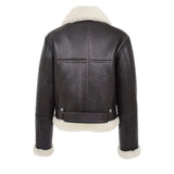 Womens Sheepskin B3 Belted Black Leather Shearling Jacket