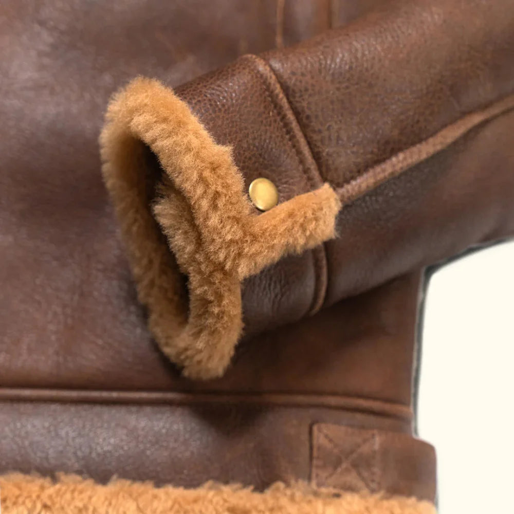 Gentlemen Brown Dry Shearling Leather Jacket Mens