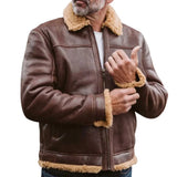 Gentlemen Brown Dry Shearling Leather Jacket Mens