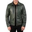 Mens' Shirt Collar Real Leather Biker Jacket