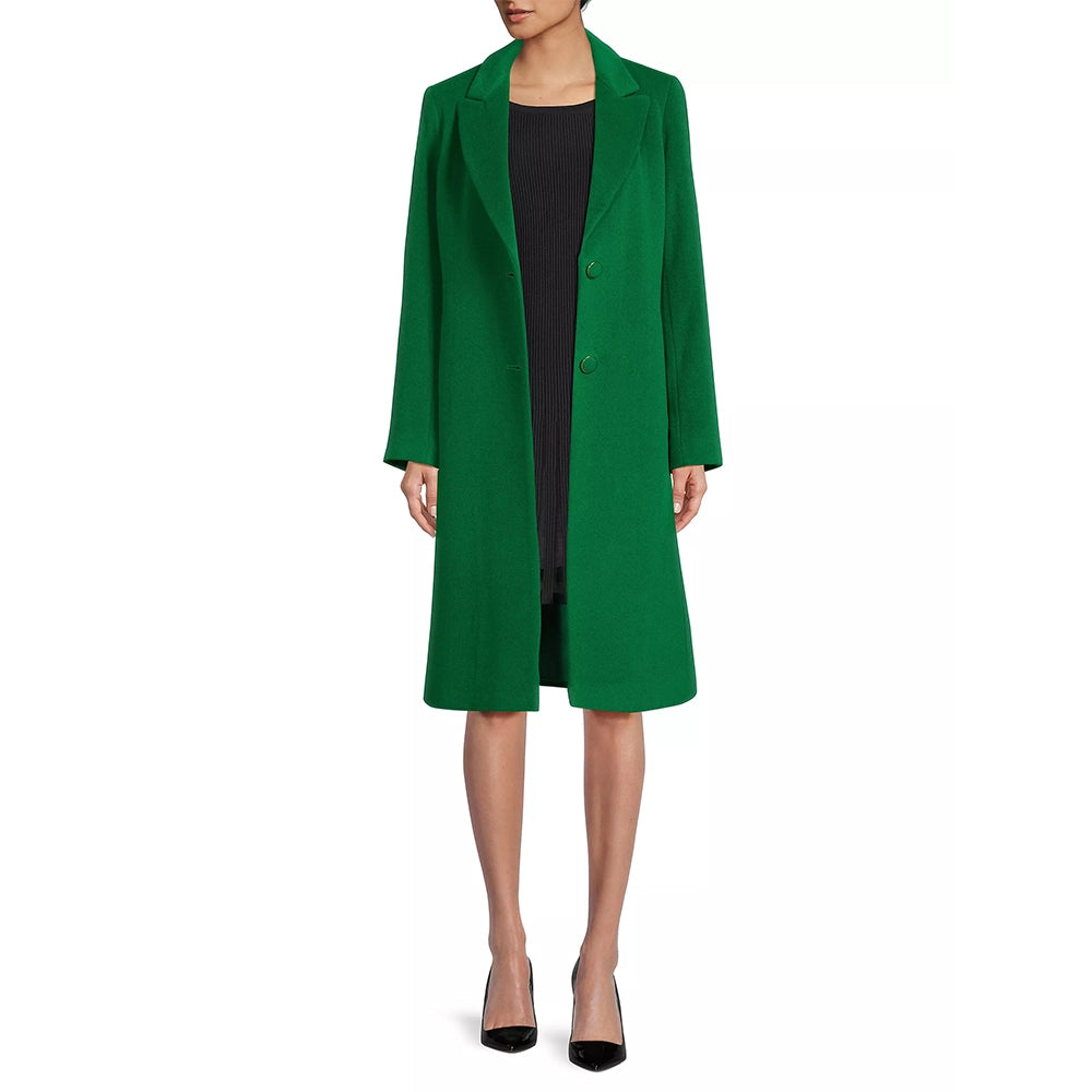 Women's Green Long Single Breasted Coat