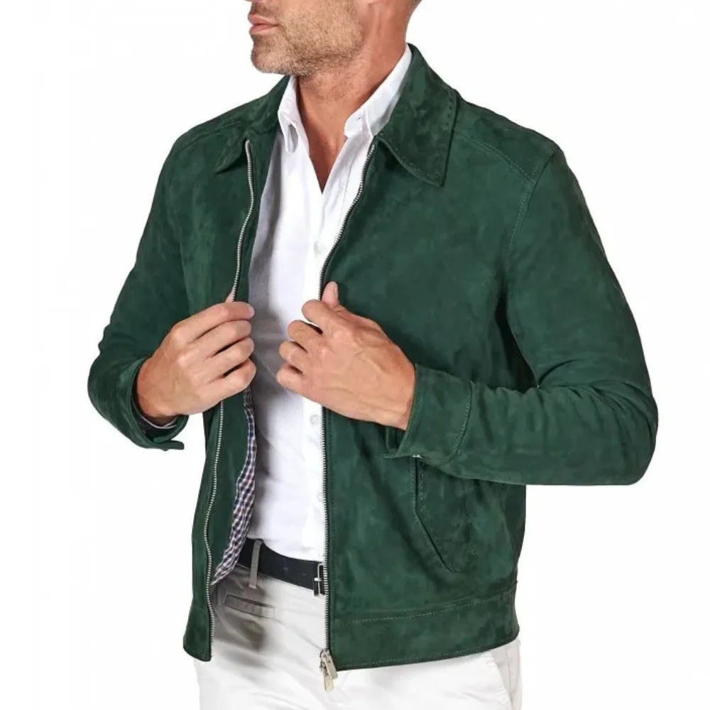 Mens Suede Leather Shirt Jacket