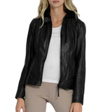 Women's Black Hooded Leather Jacket