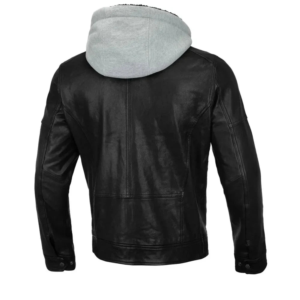 Men’s Real Lambskin Leather Jacket with Hood