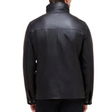 Men’s Black Genuine Lamb Leather Jacket with Detachable Vest
