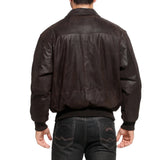 Men's Distressed Brown Leather A2 Bomber Jacket - Back View