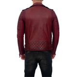 Mens Burgundy Slim Fit Brando Leather Biker Jacket