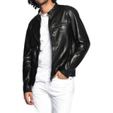 Men's Genuine Black Full Grain Cowhide Leather Jacket