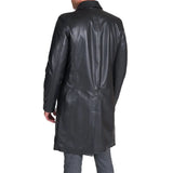 Long Real Black Lamb Leather long Coat