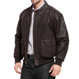 Men's Brown Leather A2 Bomber Jacket
