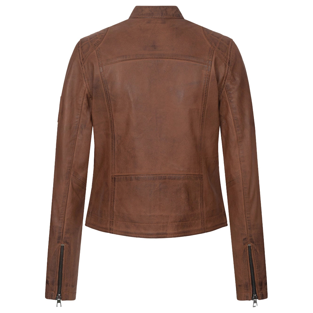 Vintage Real Brown Leather Jacket Womens