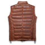 Mens Real Quilted Brown Leather Biker Vest
