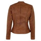 Genuine Biker Brown Cognac Leather Jacket Womens