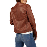 Slim Fit Brown Genuine Leather Jacket Womens