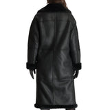 Women’s Full-Length Black Shearling Leather Coat – Ultimate Winter Warmth