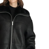 Women’s Full-Length Black Shearling Leather Coat – Ultimate Winter Warmth