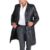 Men's Long Real Black Leather long Coat