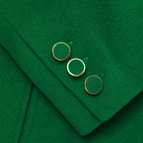 Women's Green Single Breasted Wool Coat