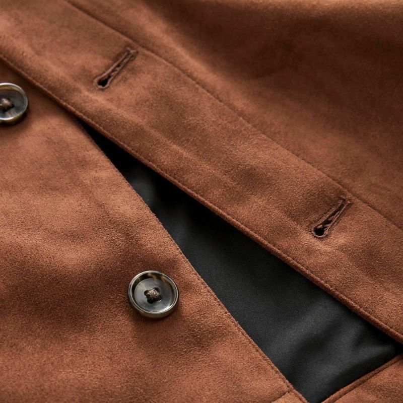 Men's Camel Brown Suede Leather Trucker Jacket