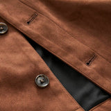 Men's Camel Brown Suede Leather Trucker Jacket