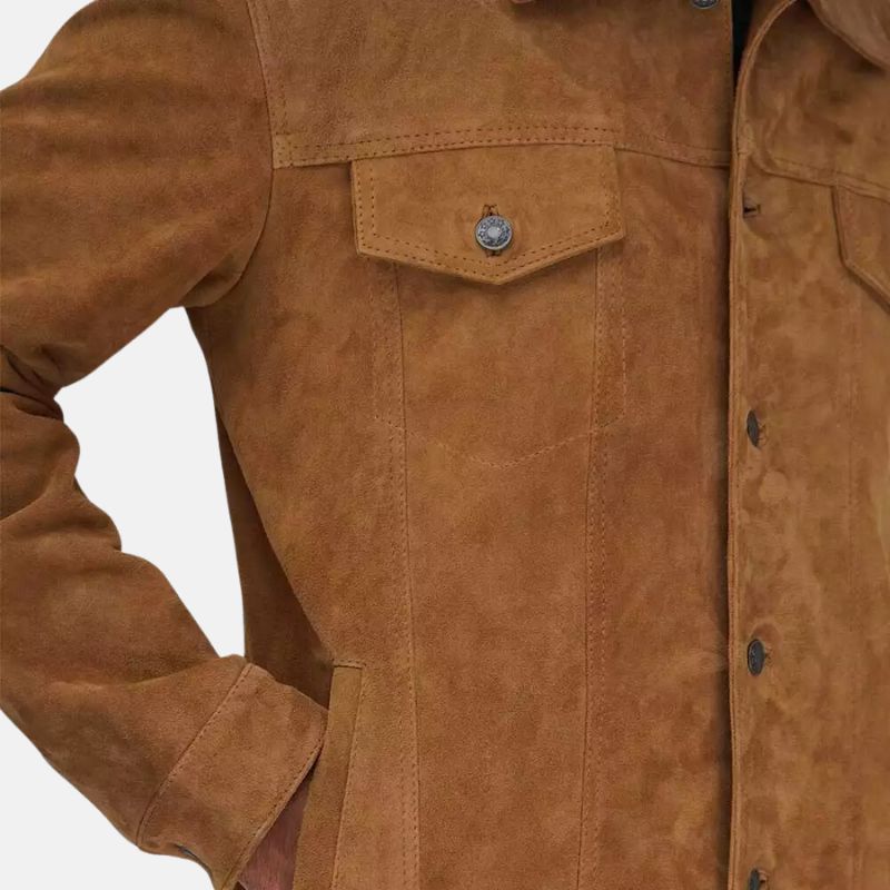Mens Camel Brown Suede Shirt Jacket
