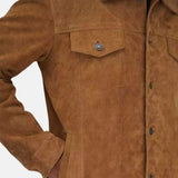 Mens Camel Brown Suede Shirt Jacket