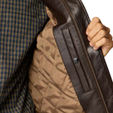 Close up Of ​Men's Aviator A2 Vintage Brown Leather Bomber Jacket