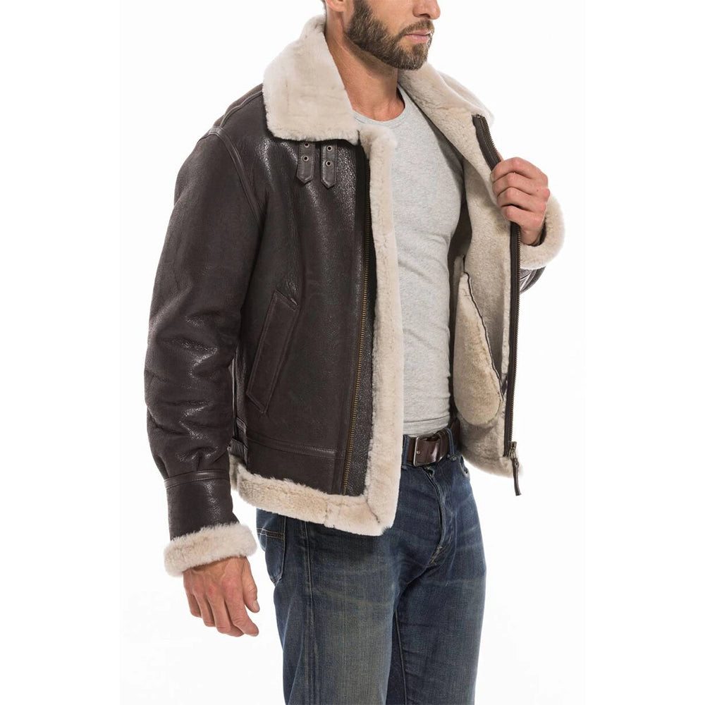 Sheepskin B3 Raf Fur Shearling Bomber Brown Aviator Jacket