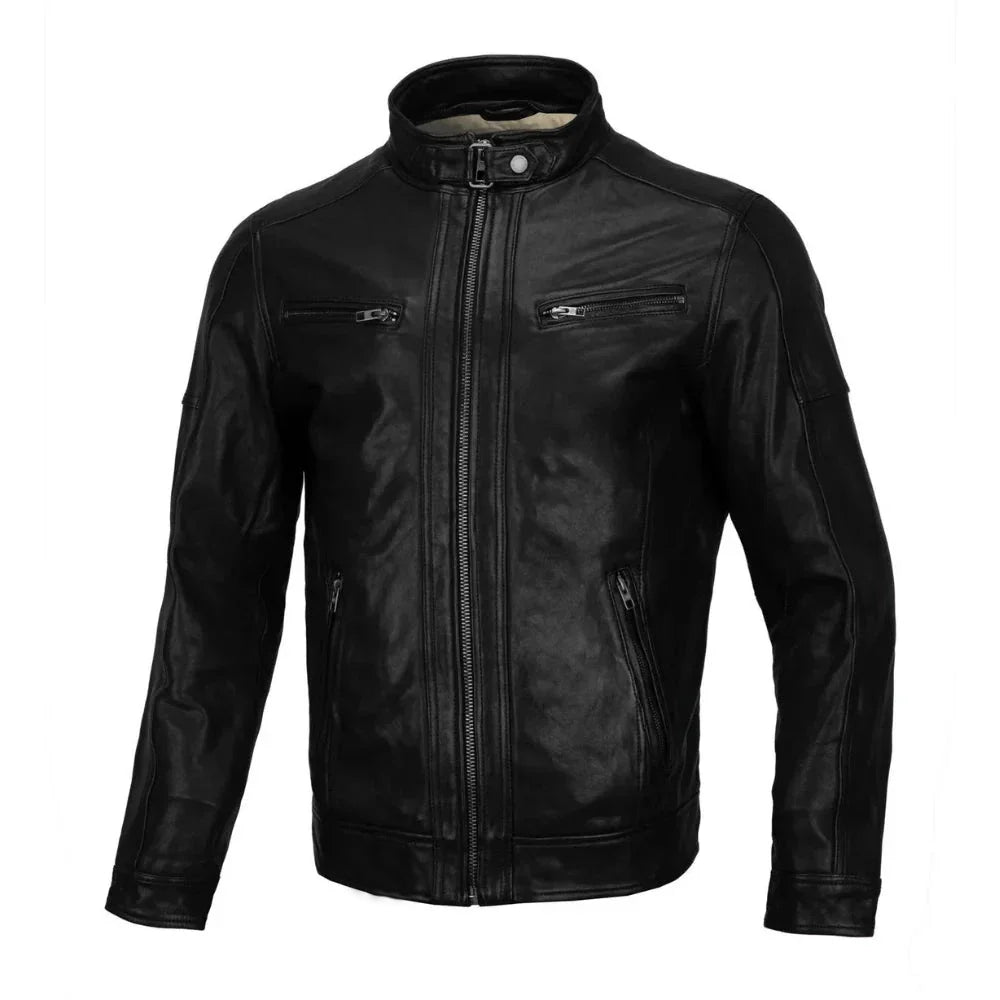 Men’s Real Lambskin Leather Jacket with Hood