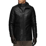 Men’s Genuine Lamb Leather Walking Coat with Detachable Quilted Vest