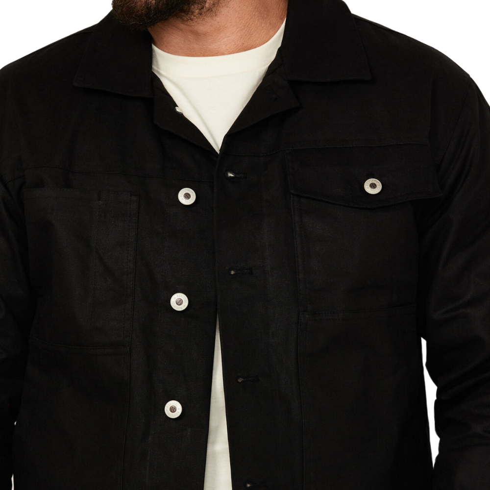 Men's Field Solid Black Waxed Jacket