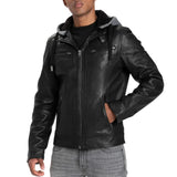 Men’s Real Lambskin Leather Jacket with Hood