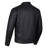 Men's Buffalo Leather Black Motorcycle Jacket with Removable CE Armor