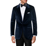 Men’s Navy Blue Velvet Dinner Jacket – Classic Formal Tuxedo Blazer
