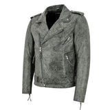 Men's Brando Real Leather Vintage Grey Buff  Jacket