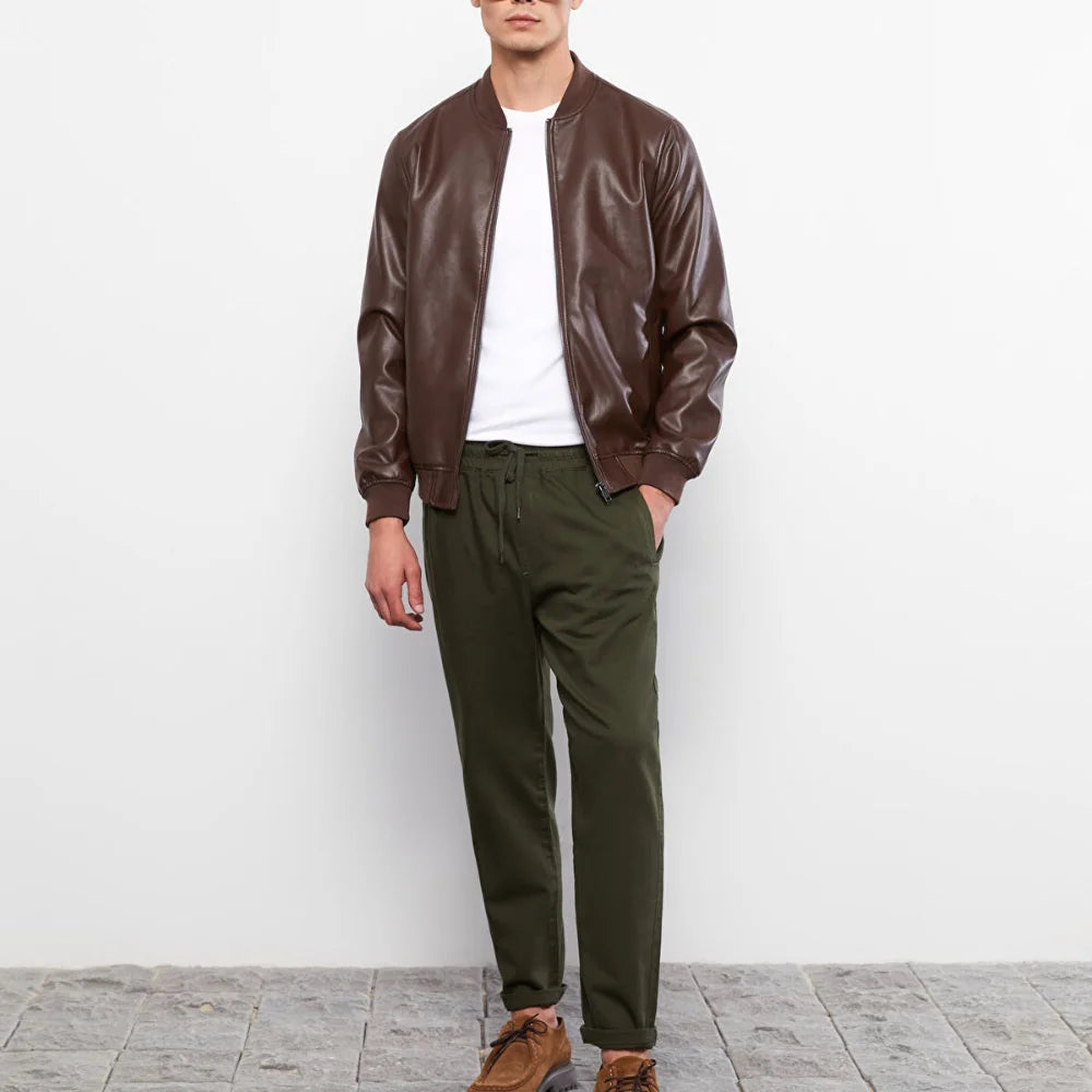 Mens Real Chocolate Brown Bomber Jacket