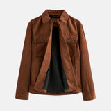 Men's Shirt Style Brown Suede Leather Trucker Jacket