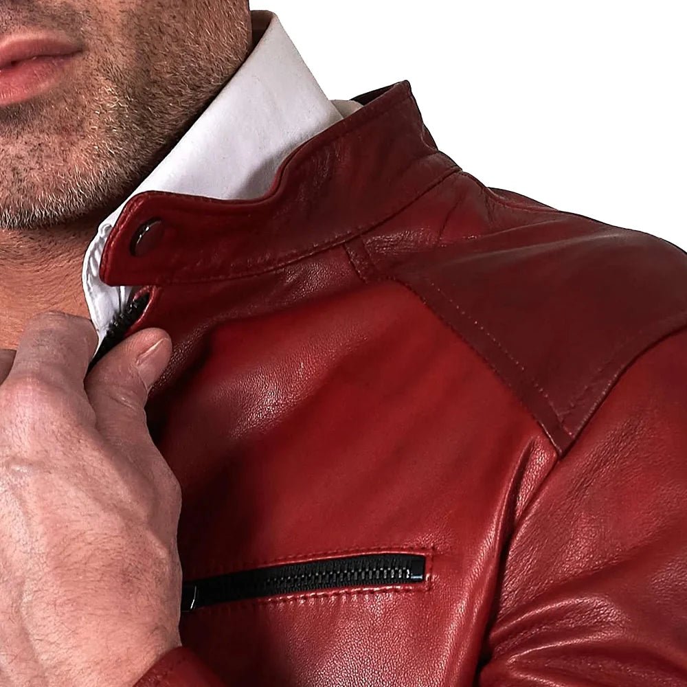 Mens Burgundy Lambskin Real Leather Jacket
