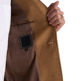 Men's Camel Brown Single Breasted Wool Coat