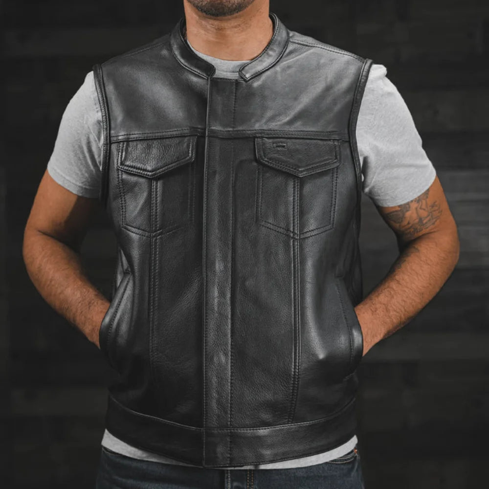 Men’s Club Dyed Cowhide Leather Motorcycle Vest